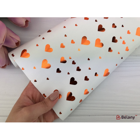 Упаковочная бумага "Bronze heart" 53x75 белая