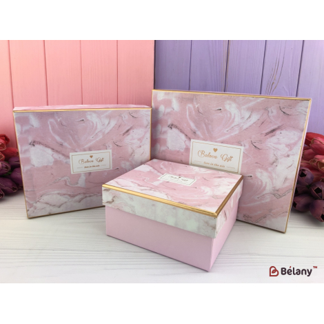Подарочная коробка "Marble" розовая