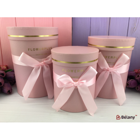 Круглая коробка "FlowerPlus" розовая
