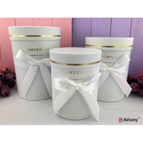 Круглая коробка "FlowerPlus" белая