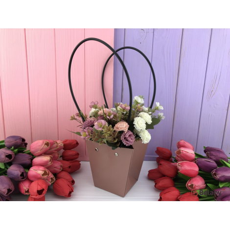 Сумка для цветов 12х12х12 пудра