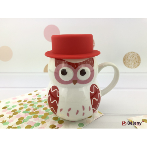 Керамическая чашка "Owl" красная