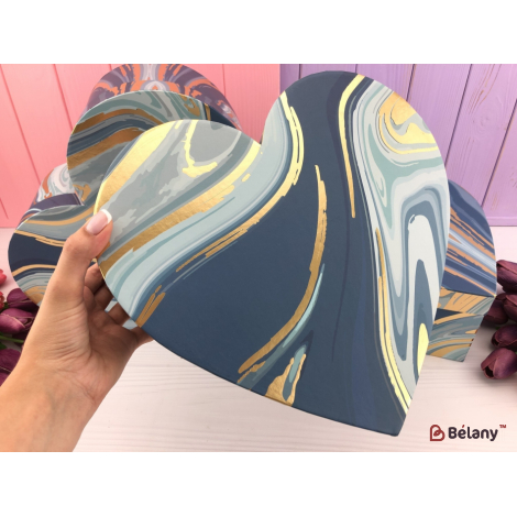 Коробка в форме сердца "Color Marble" синяя