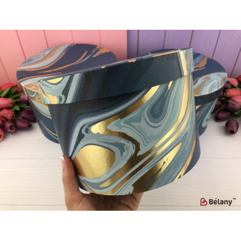 Шляпная коробка "Color Marble" синяя