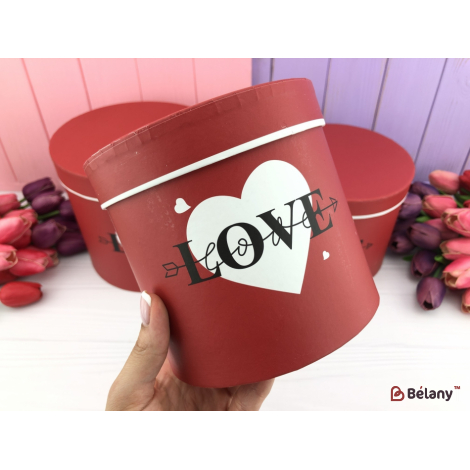 Шляпная коробка "Love" бордо