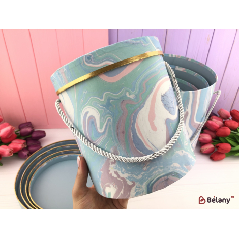Шляпная коробка "Color Marble" голубая