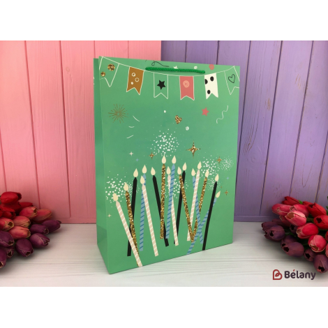 Подарочные пакеты "Happy BDay" свечи L