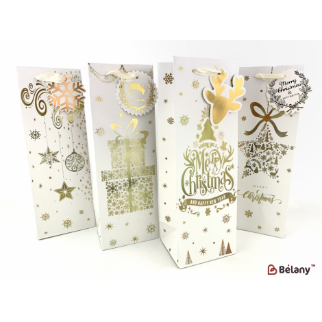 Новогодний пакет под бутылку "Sparklers" МИКС
