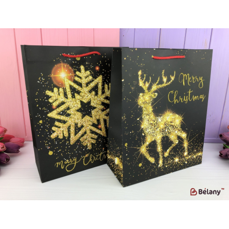 Подарочные пакеты "Gold Winter" XL МИКС