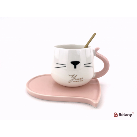 Керамическая чашка с блюдцем "Kitty Lovely" #1