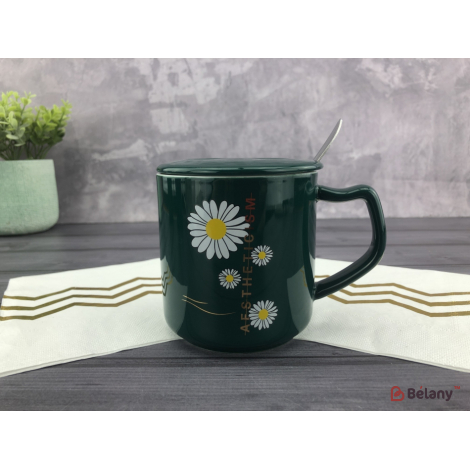 Керамическая чашка "Ромашка" зеленая