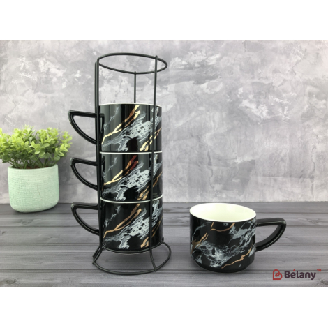 Набор чашек с подставкой "Coffee Cups" черные