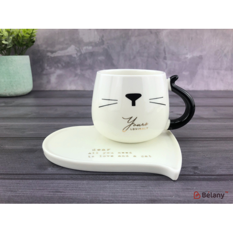 Керамическая чашка с блюдцем "All you need..." #2