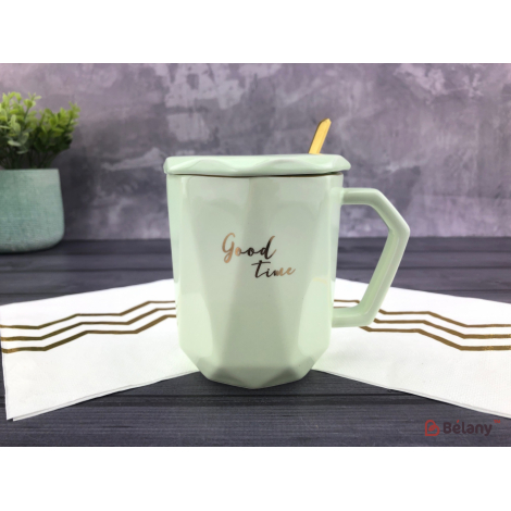 Керамическая чашка "Enjoy" зеленая
