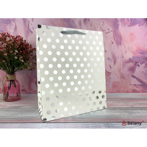 Подарочные пакеты "Metallic dots" M серебро