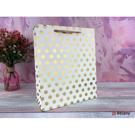 Подарочные пакеты "Metallic dots" M золотые