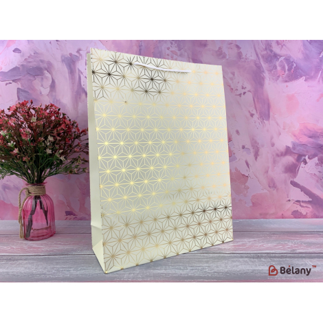 Подарочные пакеты "Gold Shine" L белые