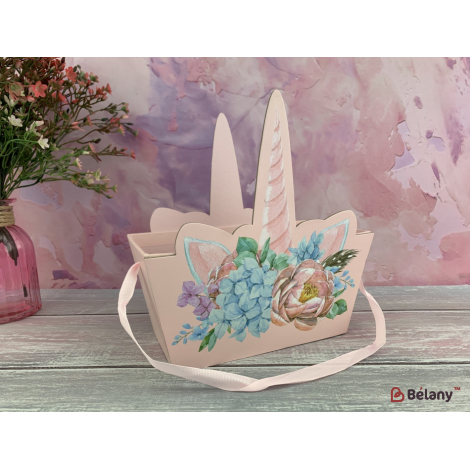Коробка для квітів "Малютка Unicorn" рожева