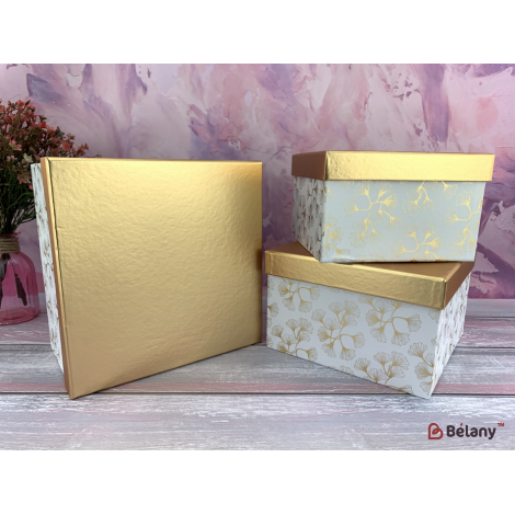 Квадратная коробка "Gold blowball" белая