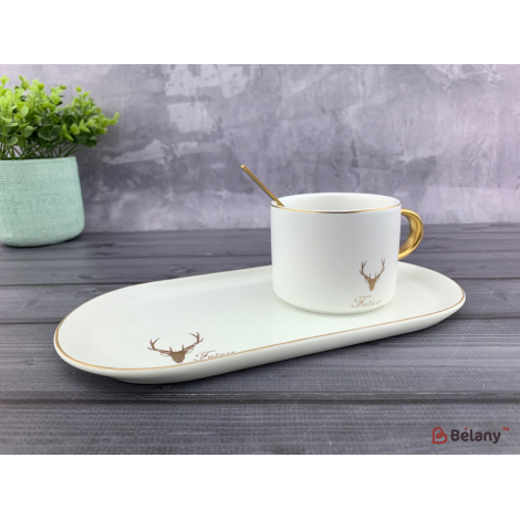 Керамическая чашка "White deer"