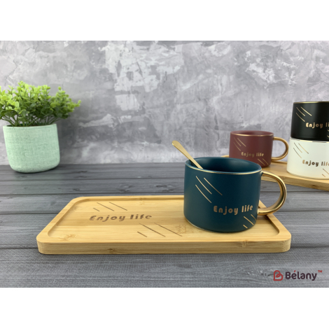 Керамическая чашка "Wood enjoy" изумруд