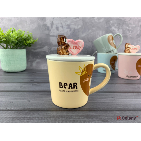Керамическая чашка "Choco bear" кремовая