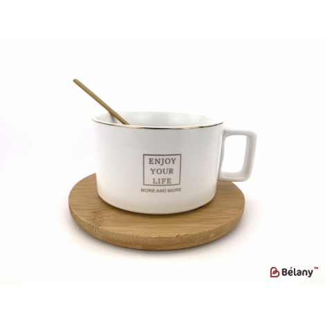 Керамическая чашка "Wood and Enjoy" белая