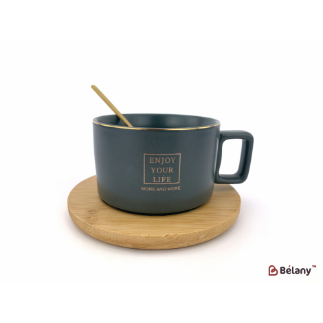 Керамическая чашка "Wood and Enjoy" серая