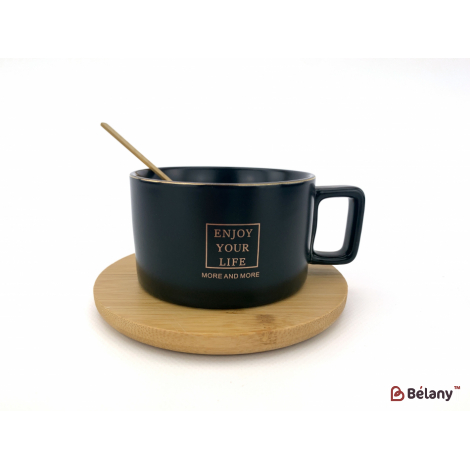 Керамическая чашка "Wood and Enjoy" черная
