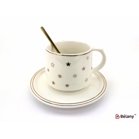 Керамическая чашка с блюдцем "Figures" белая