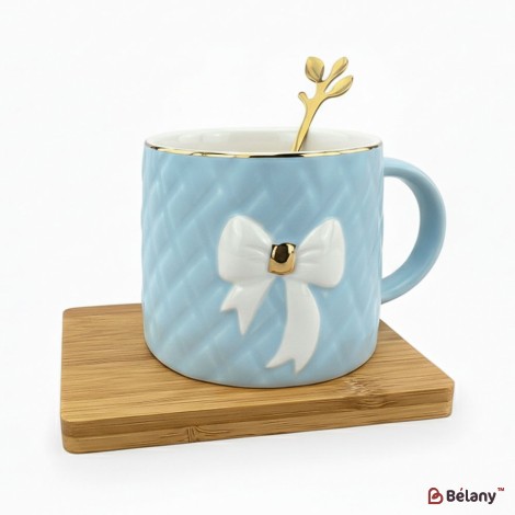 Керамическая чашка с блюдцем "Soft cup" голубая