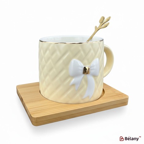 Керамічна чашка із блюдцем "Soft cup" кремова