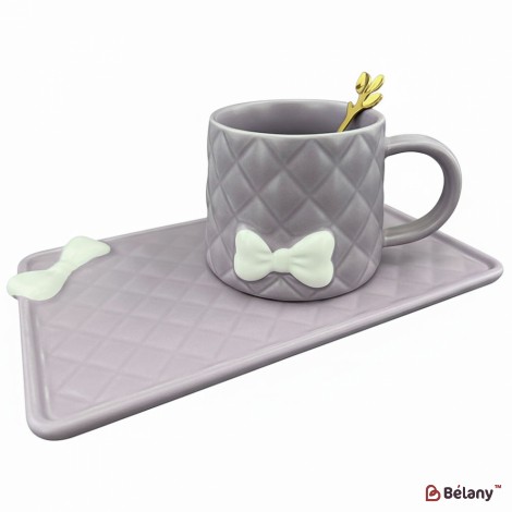 Керамічна чашка із блюдцем "Softy" лілова