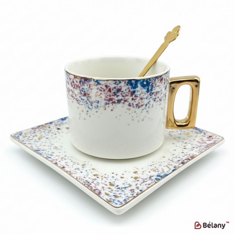 Керамічна чашка із блюдцем "Space Dust" біла