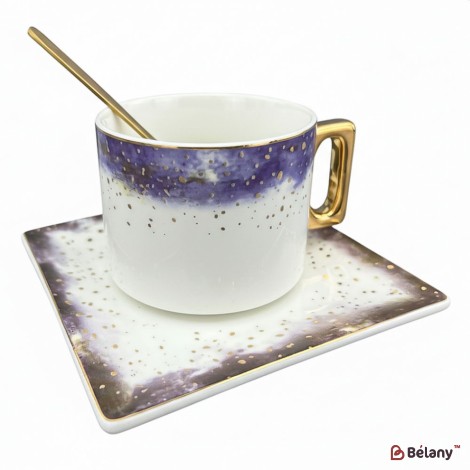Керамическая чашка с блюдцем "Space Dust" лиловая