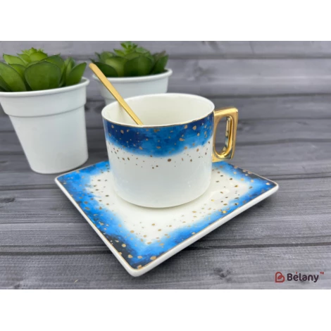 Керамічна чашка із блюдцем "Space Dust" синя