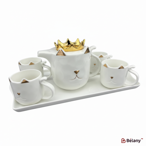 Чайный набор "King cat" белый