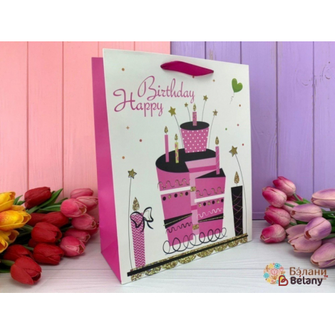 Подарочный пакет "Happy Birthday" торт M