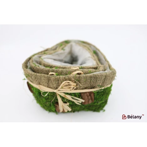 Набір кашпо у формі серця "Forest" зелений з мішковиною. - Фото