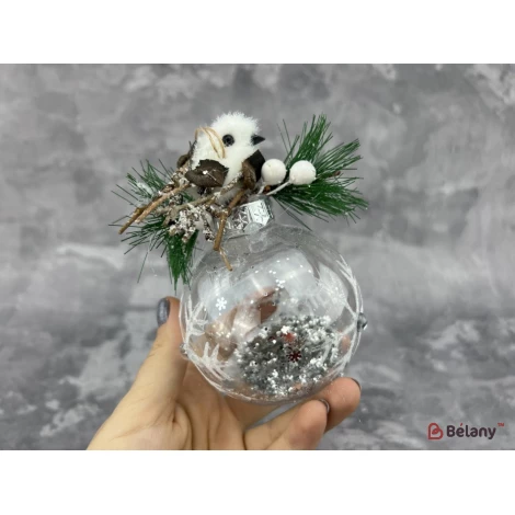 Елочная игрушка "Bird on glass"