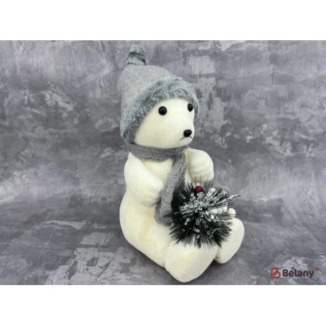 Новорічна фігура "Bear in gray hat"
