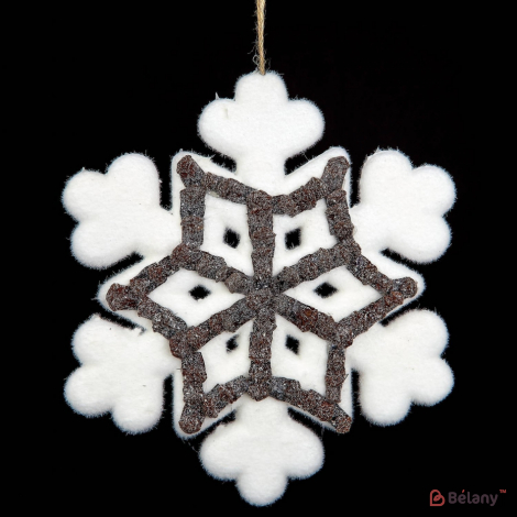 Снежинка с декором из шишки \ подвесная