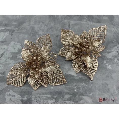 Новогодний декор "Flower Glitter" бронза