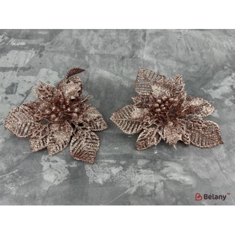 Новогодний декор "Flower Glitter" бронза