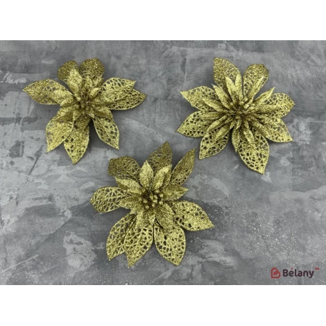 Новогодний декор "Flower Glitter" золото