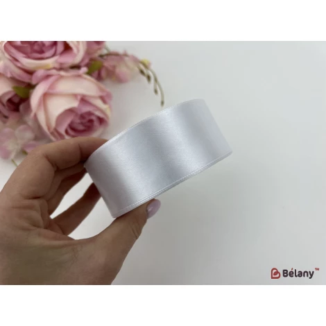 Атласна стрічка "Broad" white - Фото