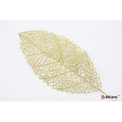 Декоративная ветка с глиттером "Gold leaf" золото
