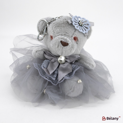 Брелок "Bear and big bow" серый