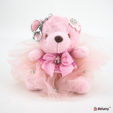 Брелок "Bear and big bow" розовый