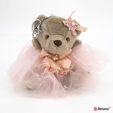 Брелок "Bear and big bow" бежевый